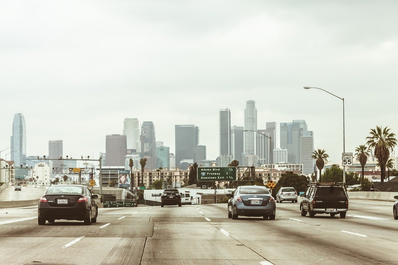 highway with LA skyline