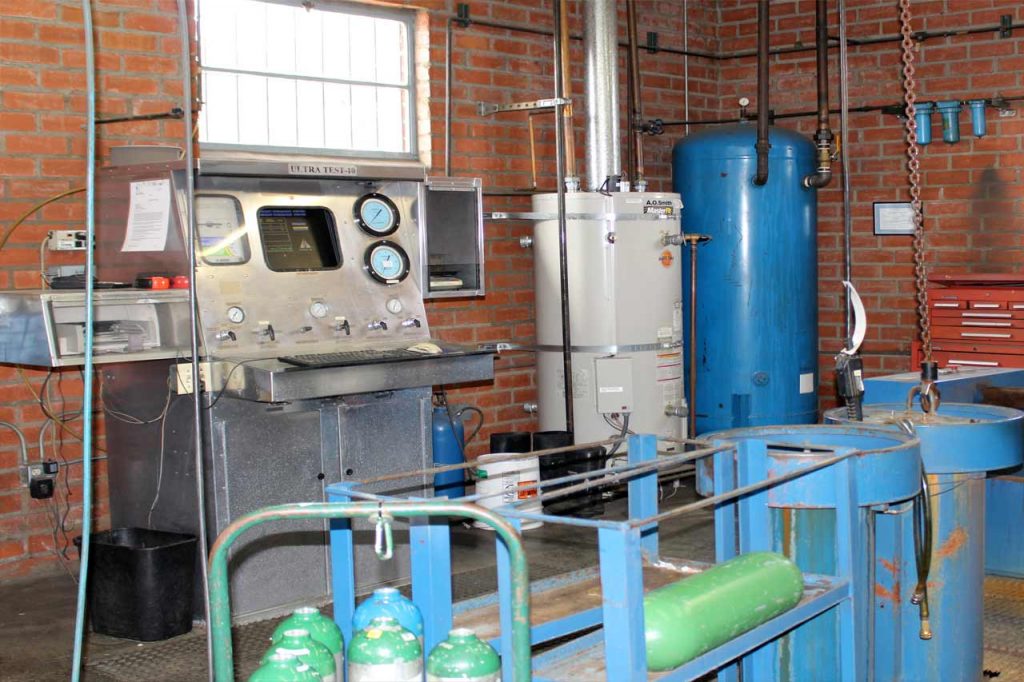 compressed cylinder testing web