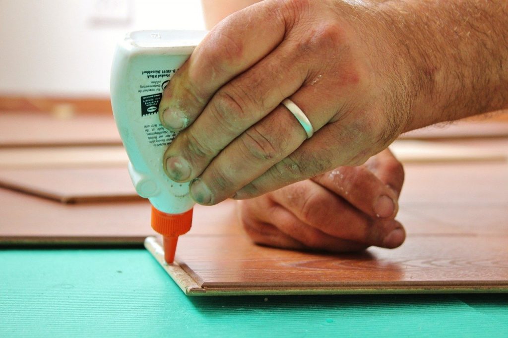 putting glue on wood