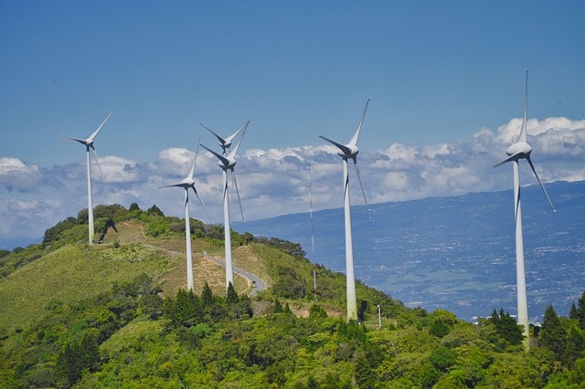 wind energy turbines on a hill